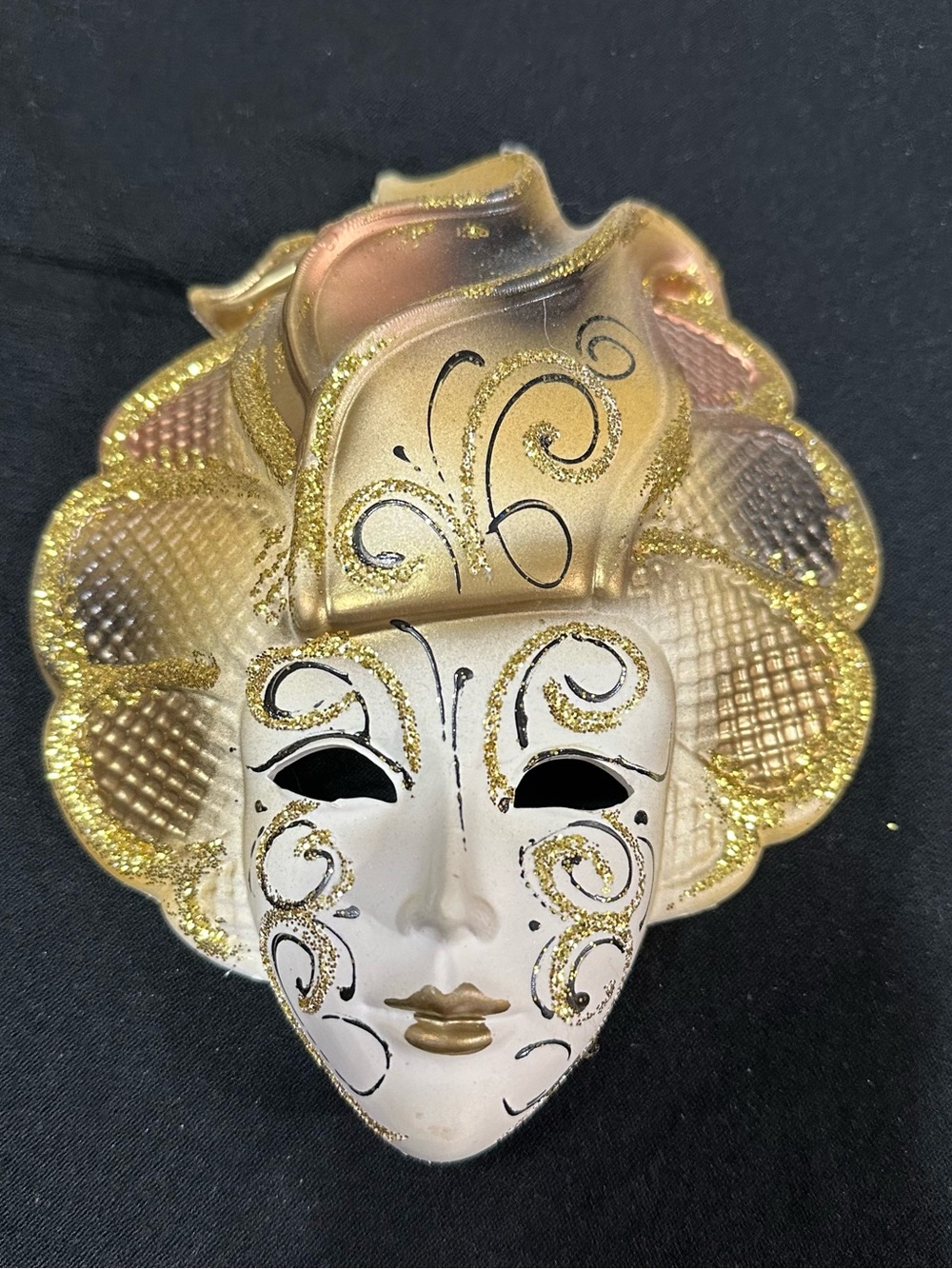 Vintage Venezia Italian Decorative Wall Mask Hand Printed Made in Italy
